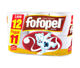 Papel Higiênico Fofopel Folha Dupla c/ 12 Rolos